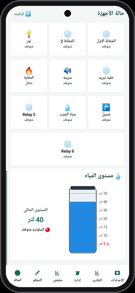شاشة التحكم في الأجهزة في تطبيق عنبري